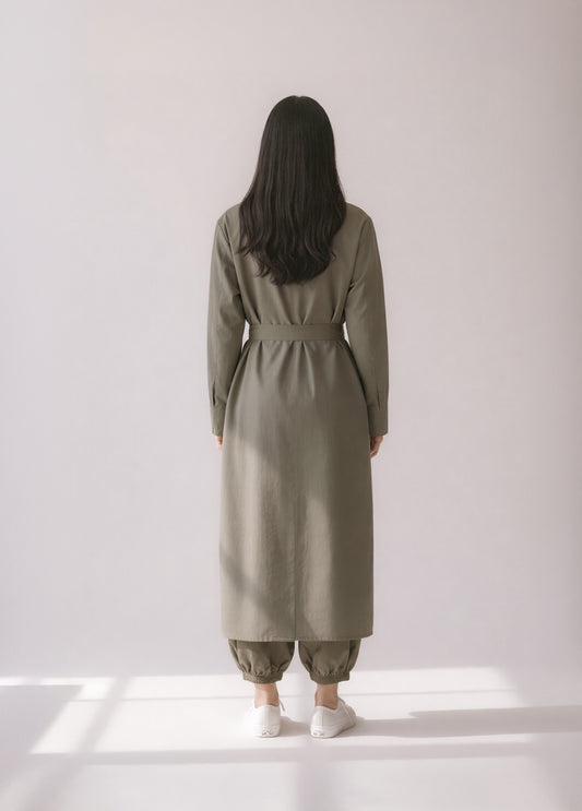 Nomad Maxi Shirt Dress - Olive Mirage