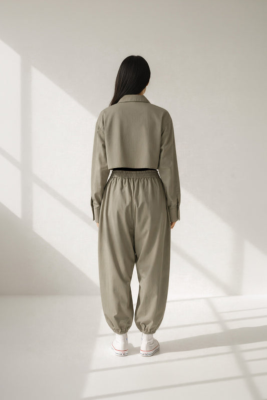 Nomad Cropped Dress Shirt - Olive Mirage