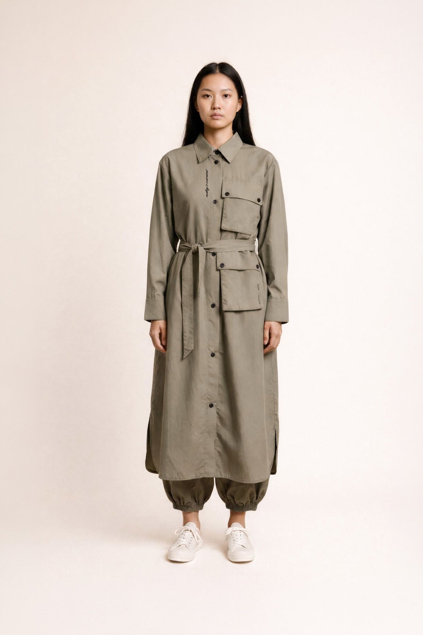 Nomad Maxi Shirt Dress - Olive Mirage