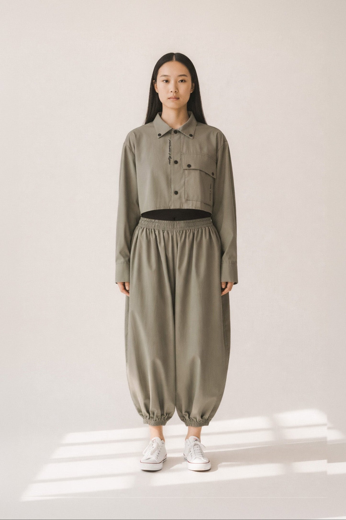 Nomad Cropped Dress Shirt - Olive Mirage