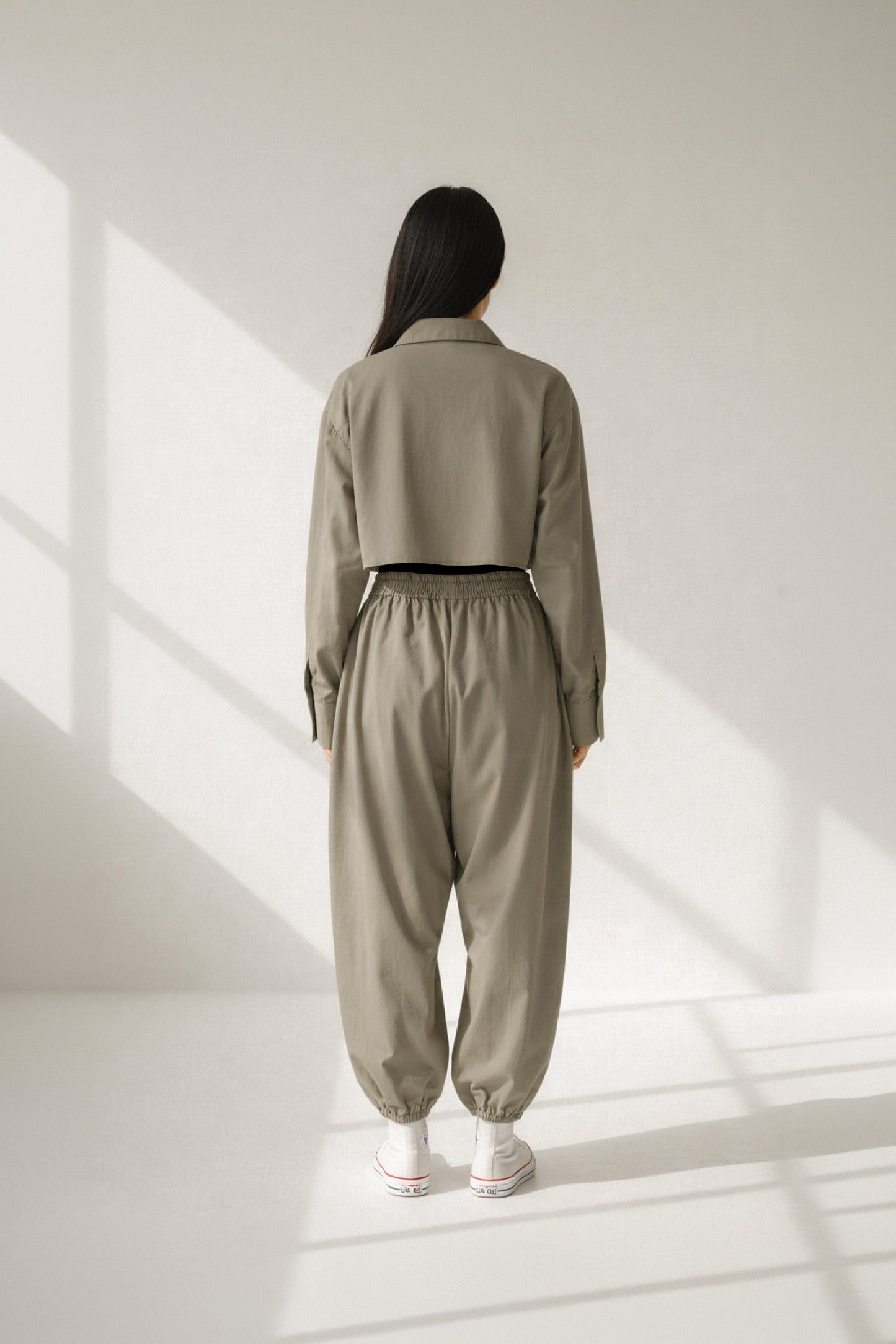 Nomad Cropped Dress Shirt - Olive Mirage