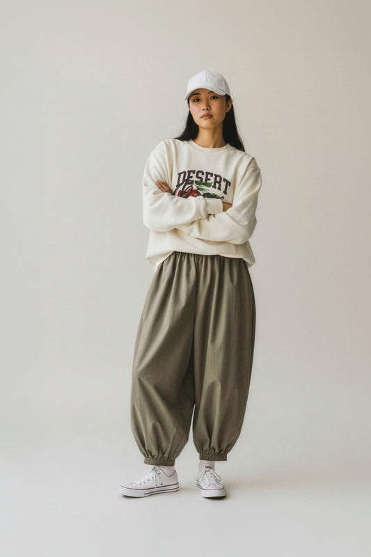 Nomad Barrel Leg Trousers - Olive Mirage