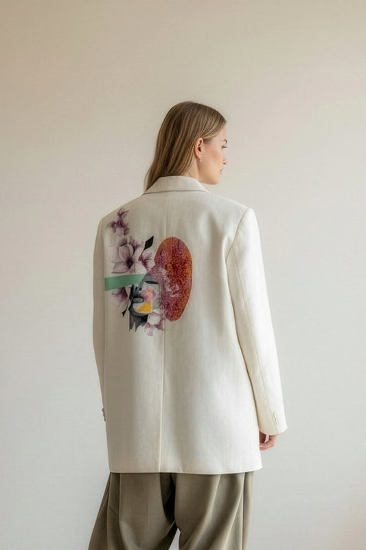 Nomad Oversized Blazer - Salt / Unseen Art