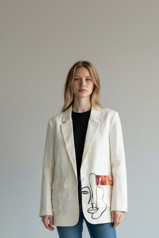 Nomad Oversized Blazer - Salt / Unseen Art