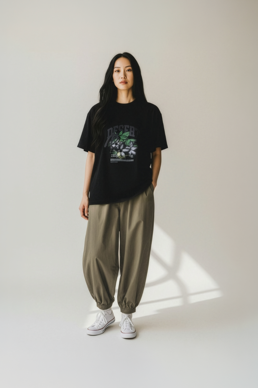 Essential Unisex Tee - Midnight Dune / Desert Rose Art