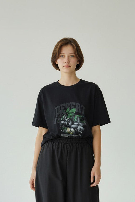 Essential Unisex Tee - Midnight Dune / Desert Rose Art