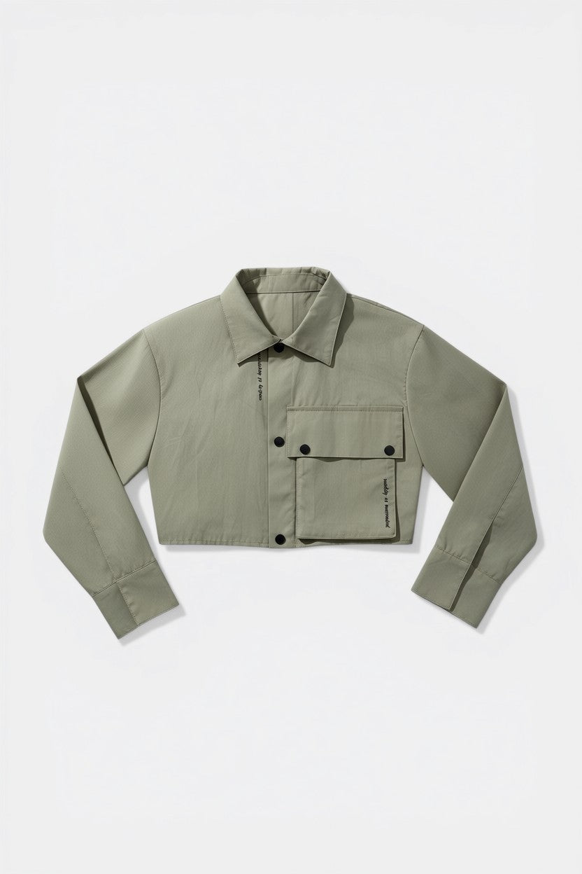 Nomad Cropped Dress Shirt - Olive Mirage